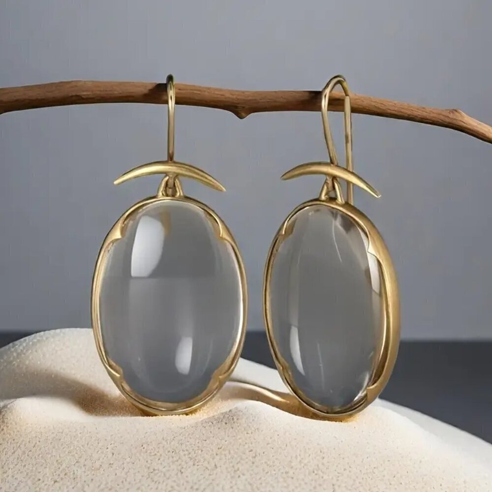 Bohemian Grey  - Imitation Jade Premium Earrings